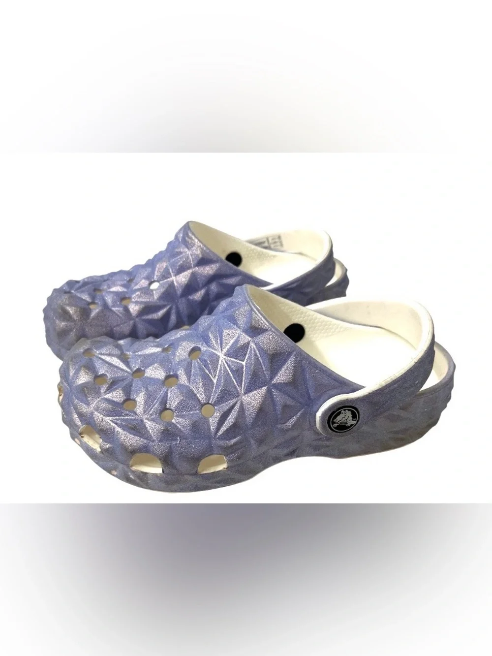 CROCS - Kids Girls Size 1 (J1) Shimmering Purple Raised 3D Pattern